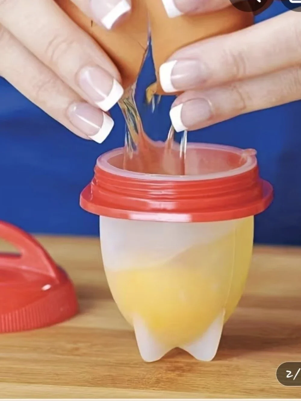 Silicone Egg Poacher Cups - Red and White